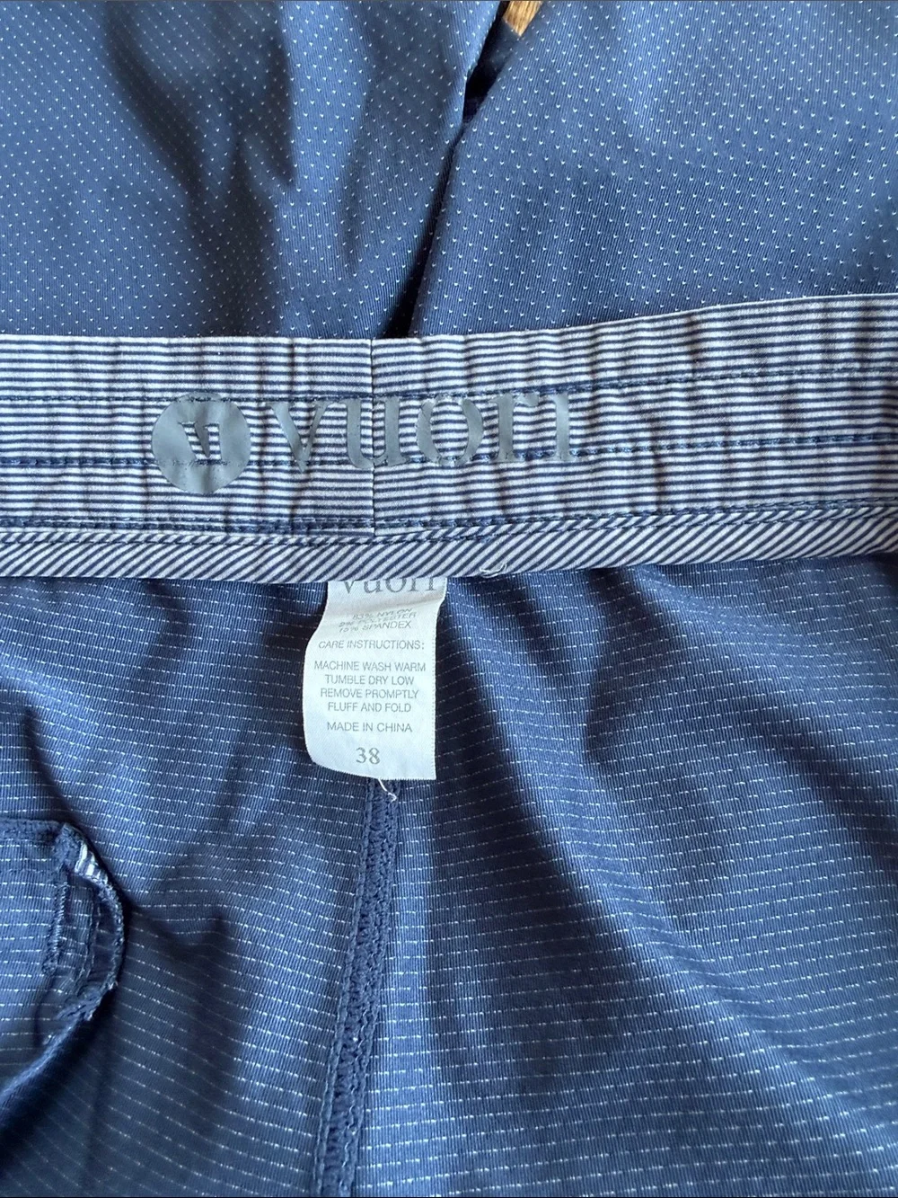 Vuori Men's Navy Blue Microdot Swim Board Trunks with Stripe Waistband
